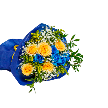 Ανθοδέσμη με 10 Μπλε και Σομόν Τριαντάφυλλα